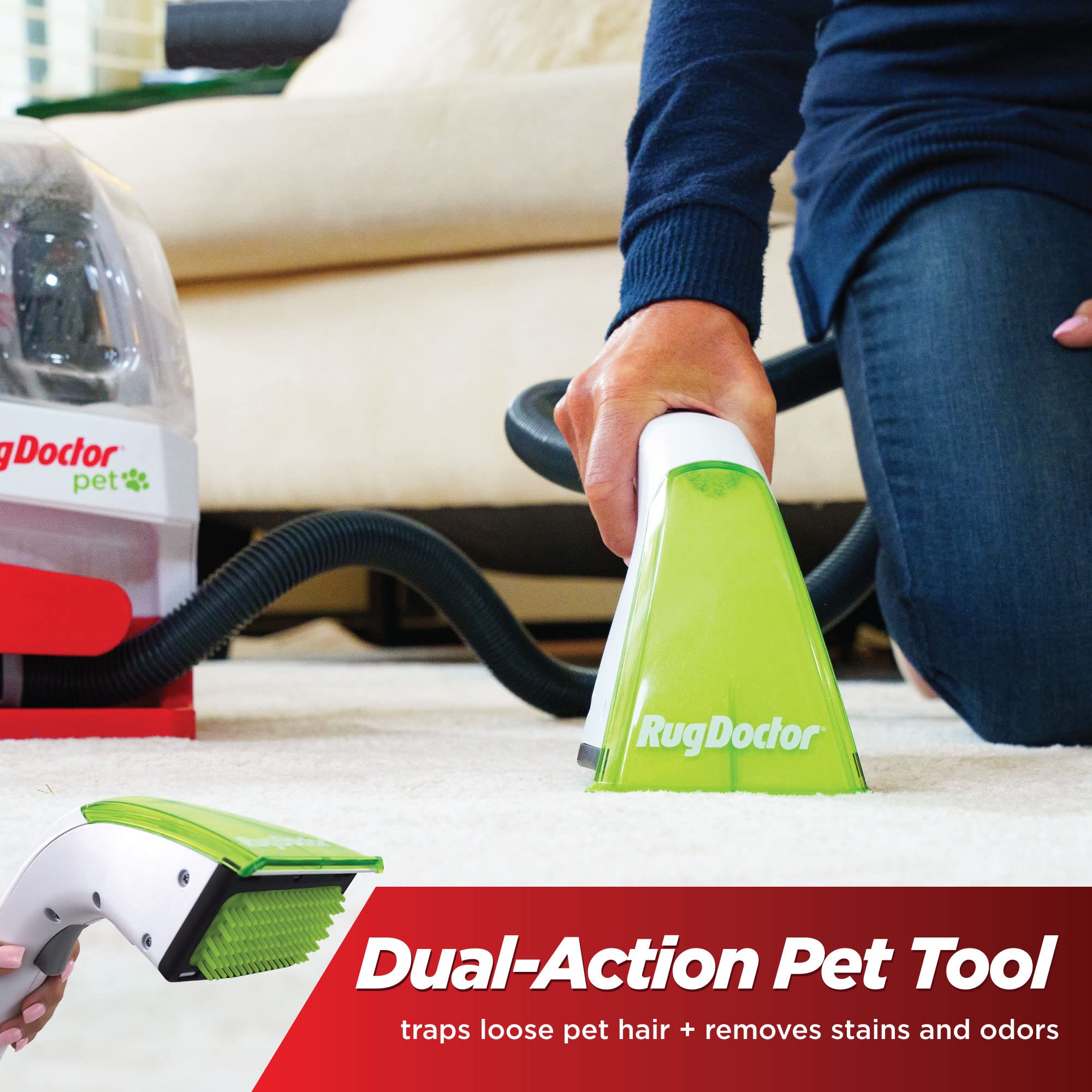 Rug Doctor Pet Portable Spot Cleaner, 2X Suction Power, Lightweight Dual Action Pet Tool, Pro-Grade Power Removes Stains & Odors from Rugs, Carpets And Upholstery