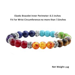 Jovivi 7 Chakras Bracelet Reiki Natural Gemstone Healing Balancing Round Beads Crystal Stone Bracelets for Women