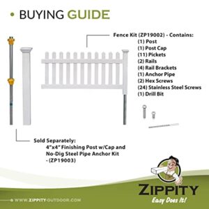 Zippity Outdoor Products ZP19002 No Dig Fence Newport, 36"H x 72"W, White