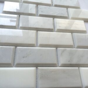 2x4 White Beveled Polished Carrara Marble Tile Backsplash Wall