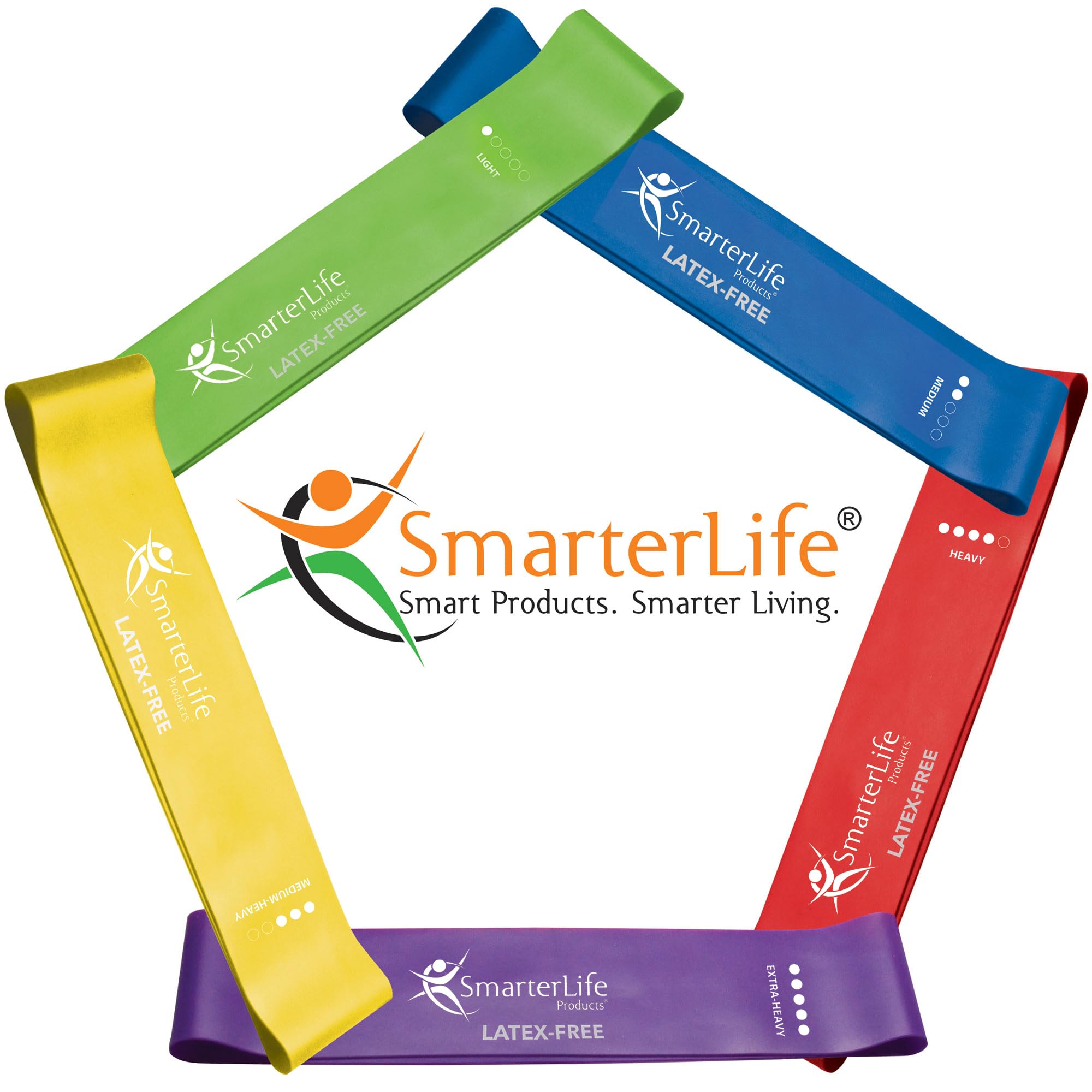 SmarterLife Resistance Bands for Working Out, Non-Latex Exercise Bands for Women, Men, 5 Extra Wide Workout Bands For Weight Loss, Home Gym, Booty Bands, Physical Therapy Bands, Workout Guide Included