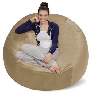 sofa sack bean bag chair - plush, ultra soft - memory foam bean bag chair with microsuede cover - stuffed foam filled furniture and accessories for dorm room 5 feet - camel