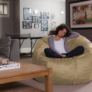 Sofa Sack Bean Bag Chair - Plush, Ultra Soft - Memory Foam Bean Bag Chair with Microsuede Cover - Stuffed Foam Filled Furniture and Accessories for Dorm Room 5 Feet - Camel