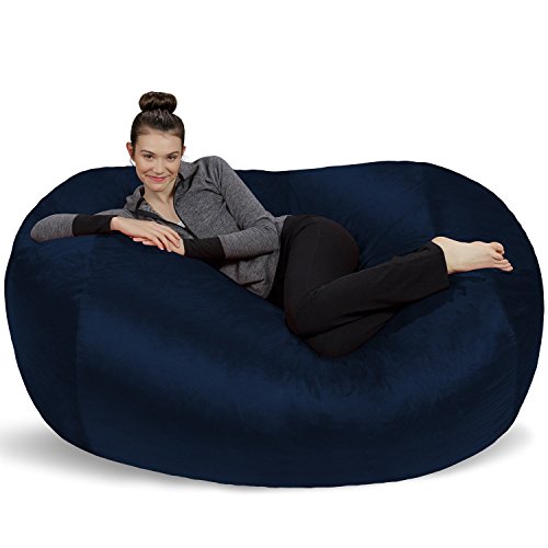 Sofa Sack Bean Bag Lounger - Plush Bean Bag Sofas with Super Soft Microsuede Cover - XL Memory Foam Stuffed Lounger Chairs for Kids, Adults, Couples - Jumbo Bean Bag Chair Furniture 6 Feet - Navy