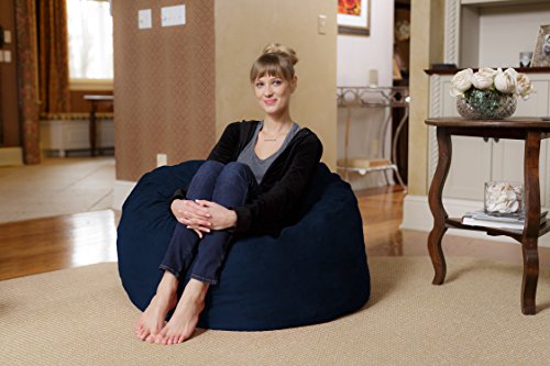 Chill Sack Memory Foam Bean Bag Chair, 3-Feet, Navy Micro Suede