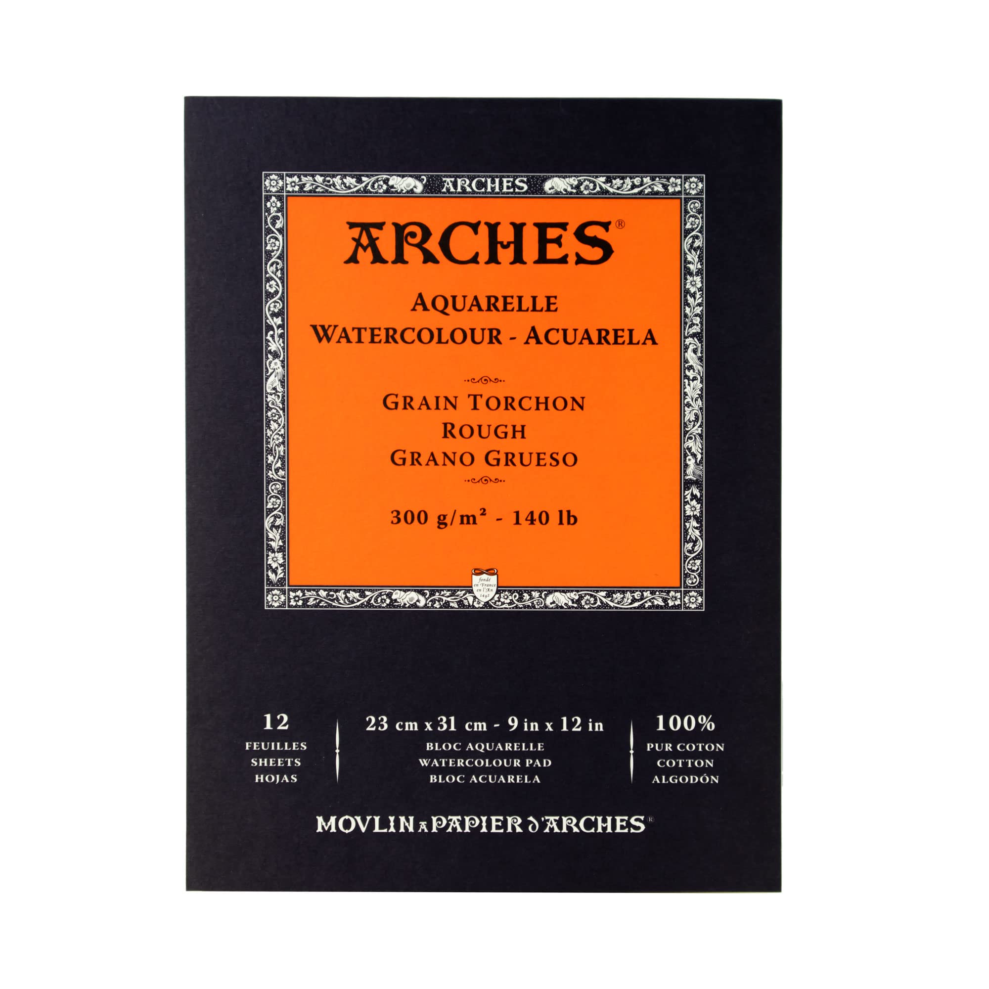 Arches Watercolor Pad 11.69x16.53-inch Natural White 100% Cotton Paper - 12 Sheet Arches Hot Press Watercolor Paper 140 lb Pad - Arches Art Paper for Watercolor Gouache Ink Acrylic and More