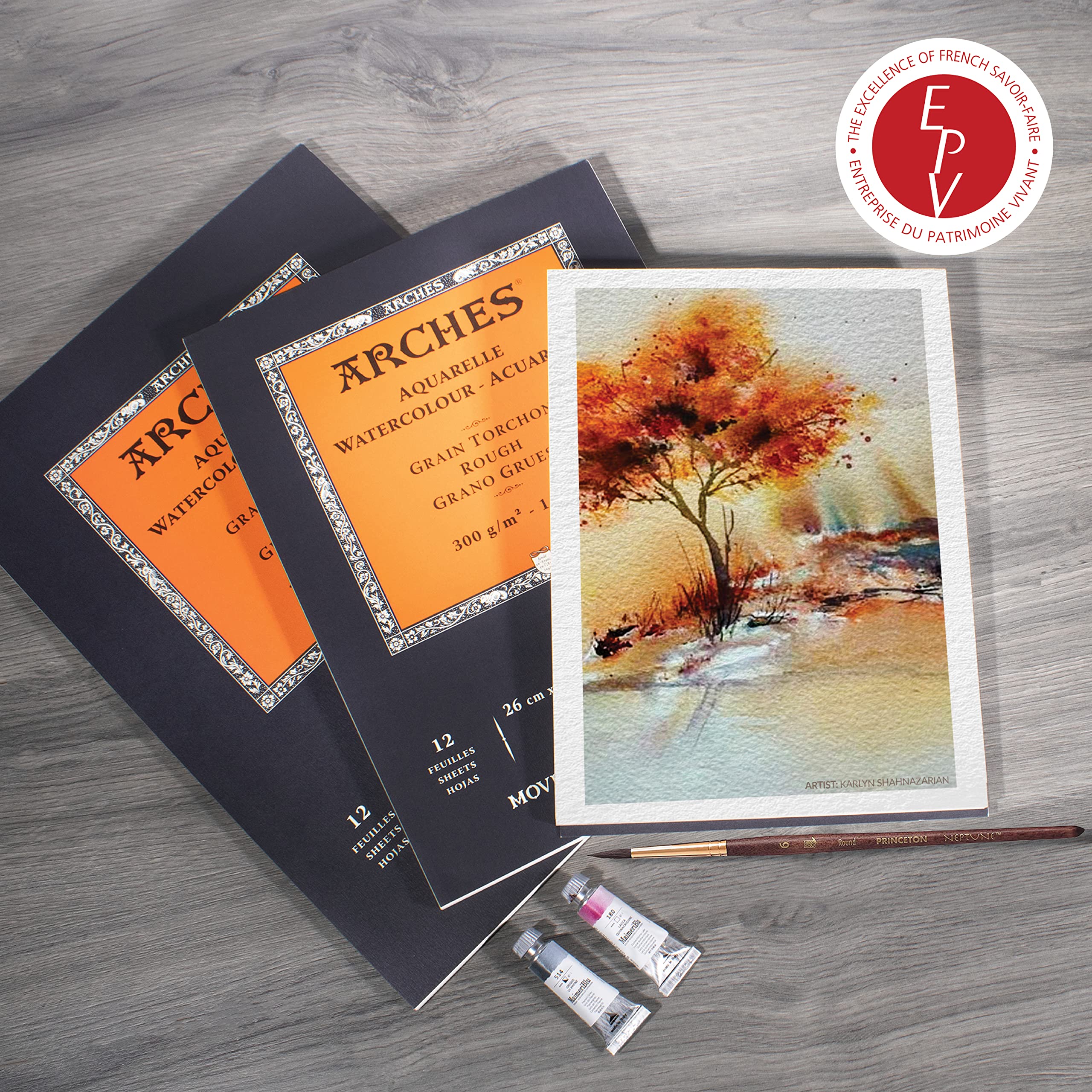 Arches Watercolor Pad 11.69x16.53-inch Natural White 100% Cotton Paper - 12 Sheet Arches Hot Press Watercolor Paper 140 lb Pad - Arches Art Paper for Watercolor Gouache Ink Acrylic and More