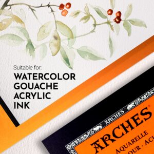 Arches Watercolor Pad 11.69x16.53-inch Natural White 100% Cotton Paper - 12 Sheet Arches Hot Press Watercolor Paper 140 lb Pad - Arches Art Paper for Watercolor Gouache Ink Acrylic and More