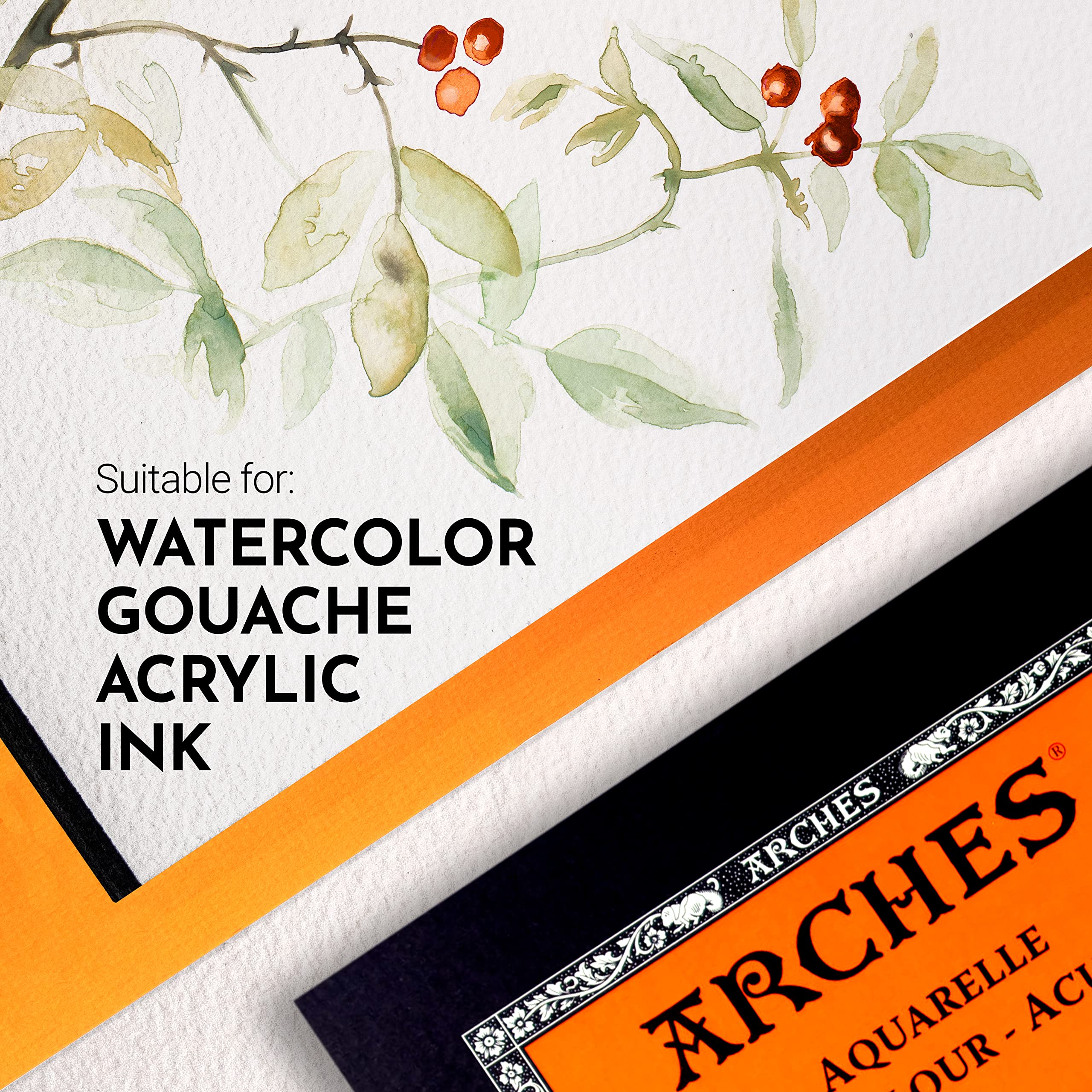 Arches Watercolor Pad 11.69x16.53-inch Natural White 100% Cotton Paper - 12 Sheet Arches Hot Press Watercolor Paper 140 lb Pad - Arches Art Paper for Watercolor Gouache Ink Acrylic and More