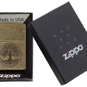 Zippo "Tree of Life Pocket Lighter, Antique Brass, One Size (29149)