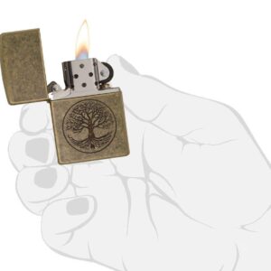 Zippo "Tree of Life Pocket Lighter, Antique Brass, One Size (29149)