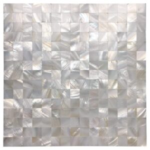 Art3d Mother of Pearl Shell Mini Square Seamless Mosaic Tile for Kitchen Backsplash, White, 12" L X 12" W