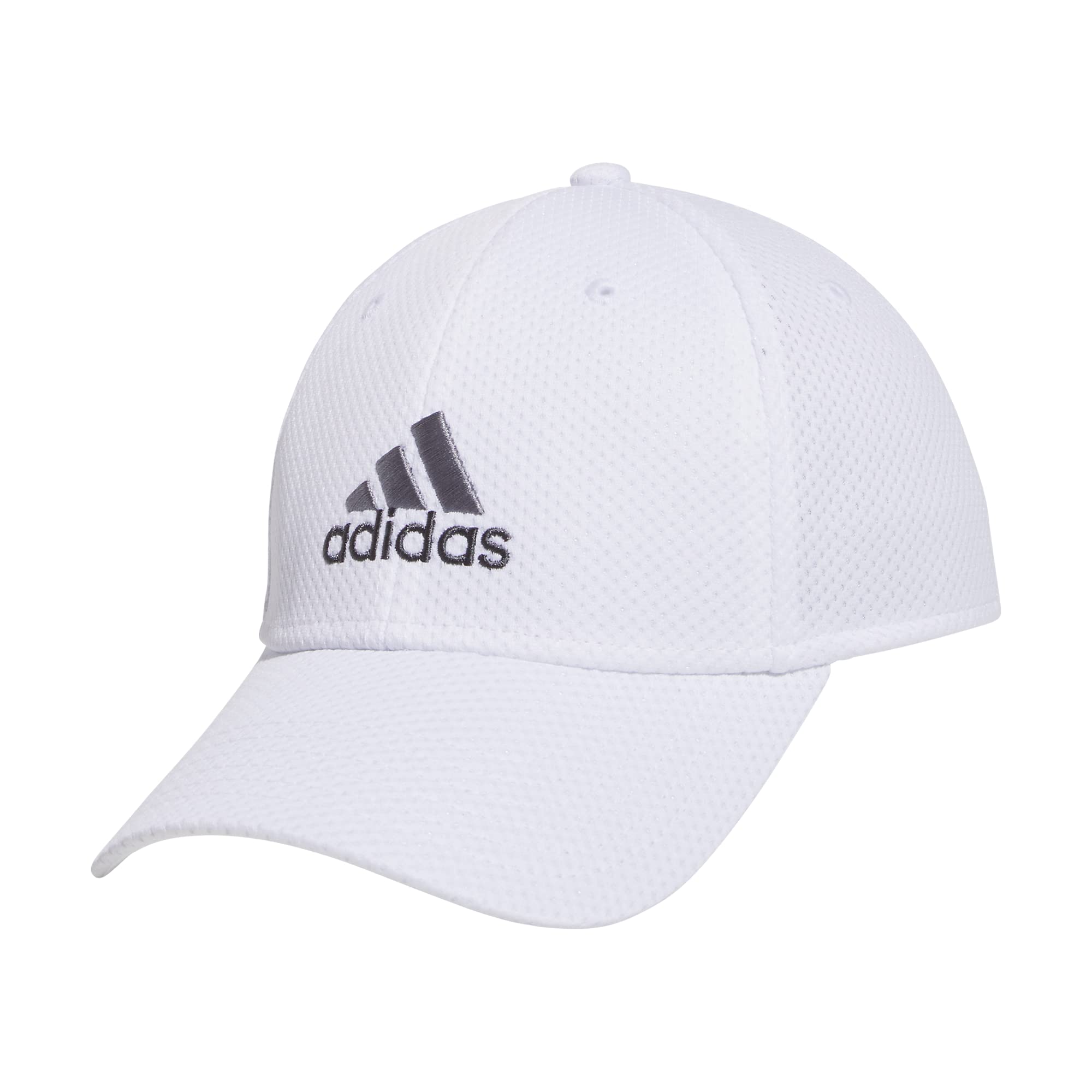 adidas Men's Zags 2.0 Structured Mid Crown A-Flex Stretch Fit Hat, White, Small-Medium