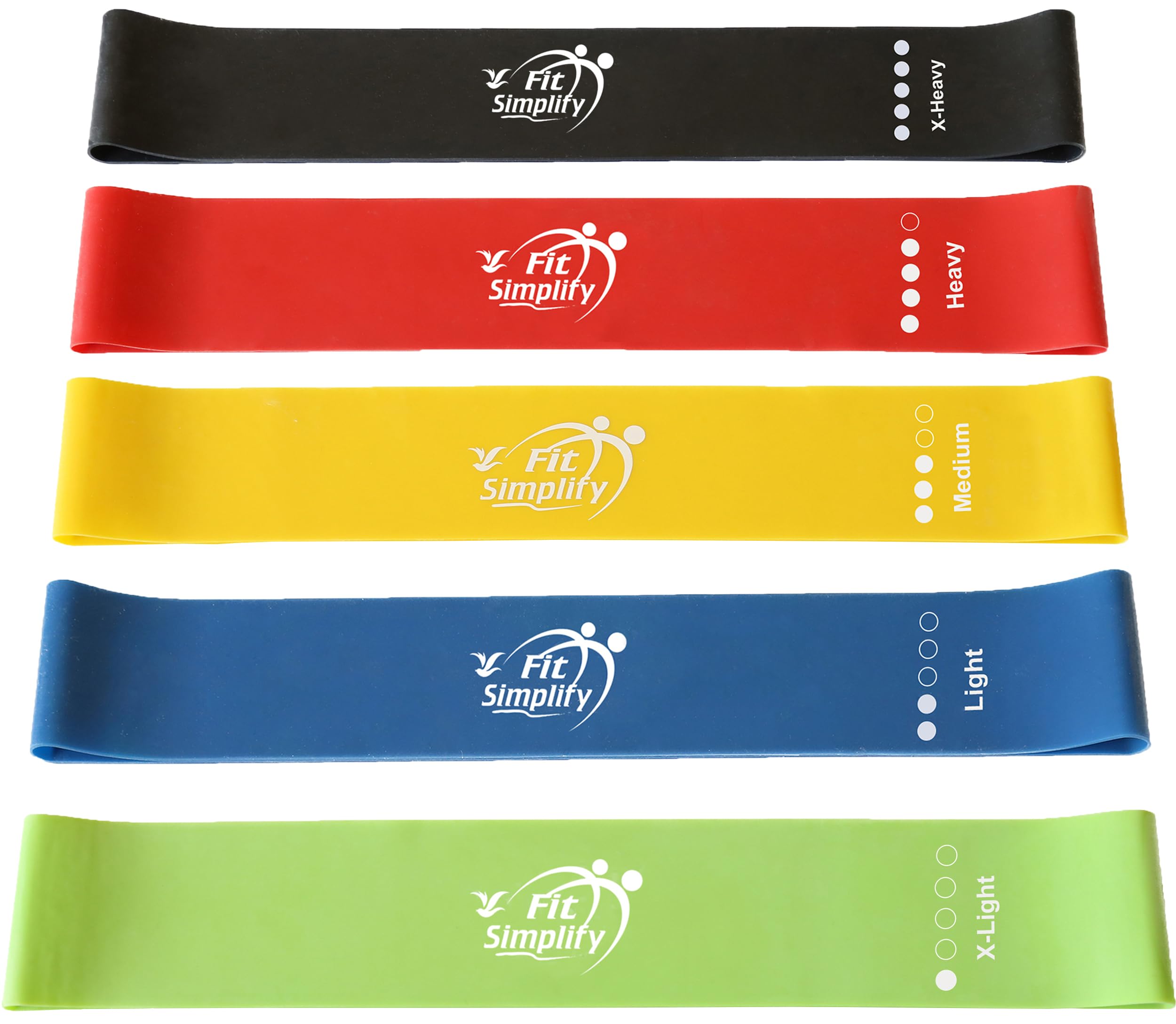 Fit Simplify Resistance Loop Exercise Bands with Instruction Guide and Carry Bag, Set of 5