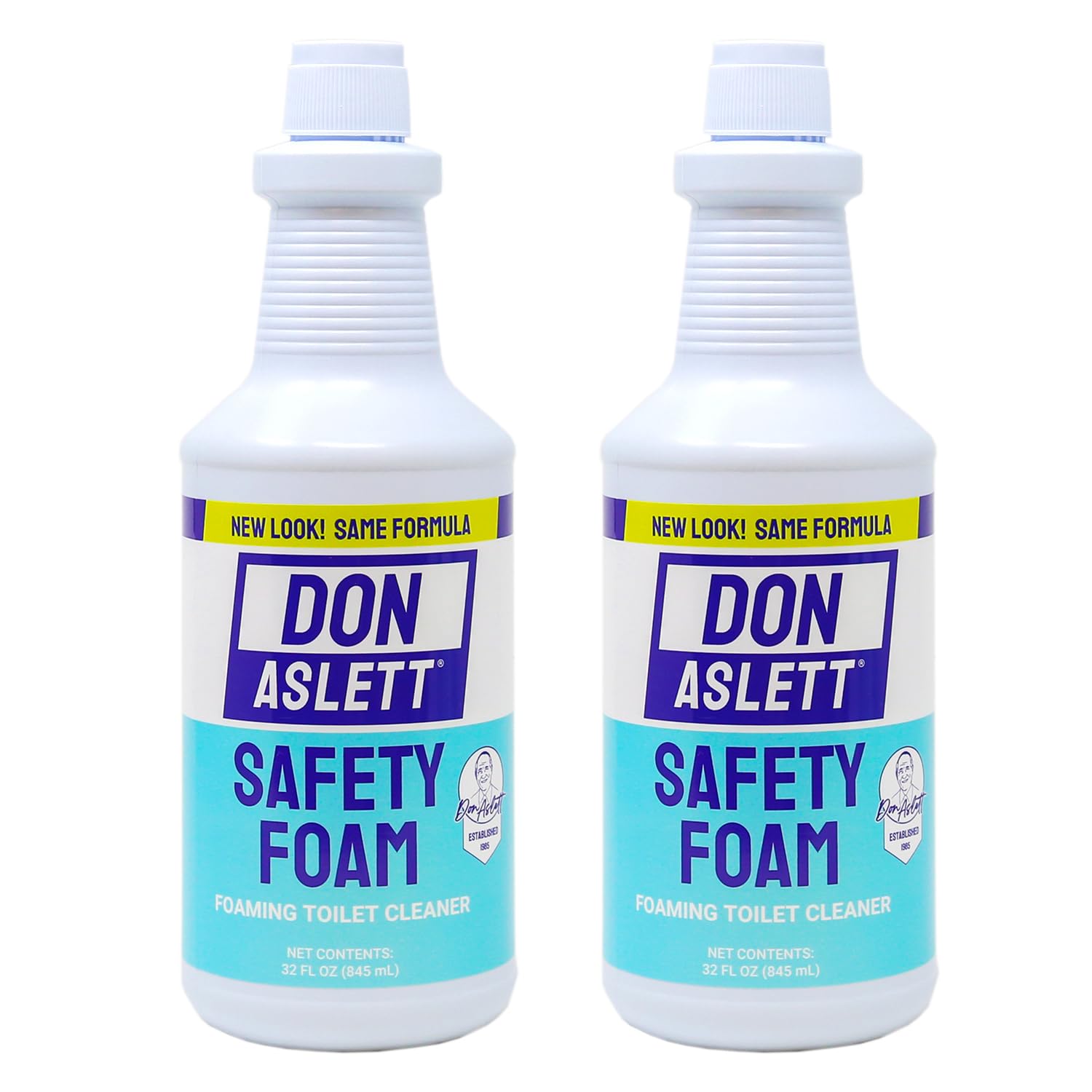 Don Aslett Safety Foam Toilet Bowl Cleaner (32 Oz Bottle, Pack of 2) Acidic Detergent and Deodorizer | Cleans Hard Water and Mineral Stains in Porcelain Toilets