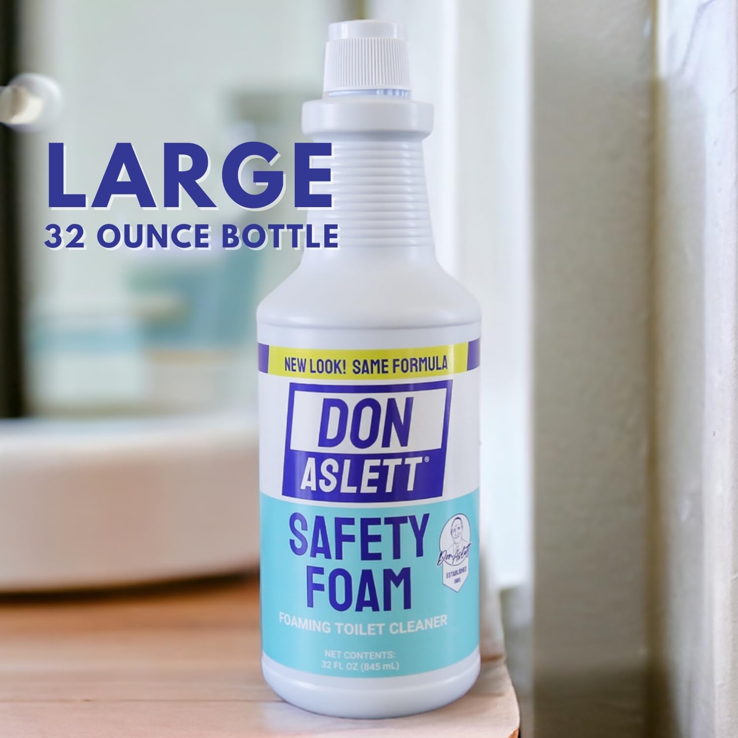 Don Aslett Safety Foam Toilet Bowl Cleaner (32 Oz Bottle, Pack of 2) Acidic Detergent and Deodorizer | Cleans Hard Water and Mineral Stains in Porcelain Toilets