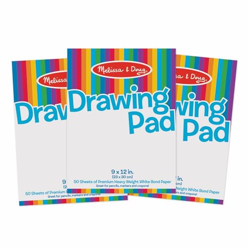 Melissa & Doug Drawing Paper Pad (9 x 12 inches) - 50 Sheets, 3-Pack - FSC Certified