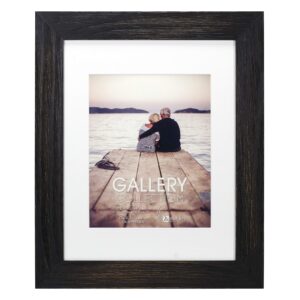 malden distressed wood matted frame, made to display pictures 8x10 with mat, or 11x14 without mat, black