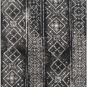 SAFAVIEH Adirondack Collection Area Rug - 10' x 14', Black & Silver, Moroccan Boho Distressed Design, Non-Shedding & Easy Care, Ideal for High Traffic Areas in Living Room, Bedroom (ADR111C)