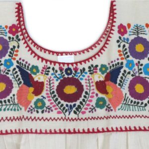 Mexican Blouse Campesina Floral (Medium, Off White)