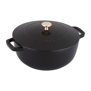 staub cast iron dutch oven, 3.75qt, serves 3-4, made in france, black