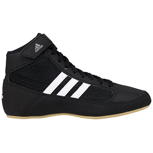 adidas Men's HVC Wrestling Shoes, Black/White/Iron Metallic, 8.5