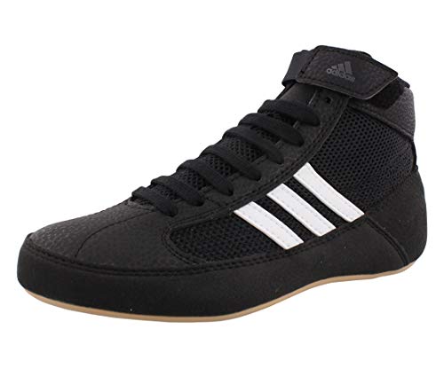 adidas Boy's HVC Wrestling Shoe, Black/White, 13 Little Kid