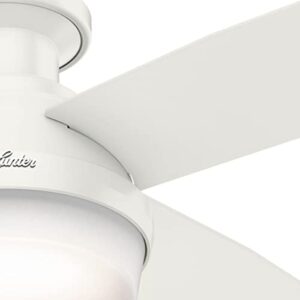 Hunter Fan Company 59242 52" Dempsey Indoor Low Profile Ceiling Fan with Light, Fresh White Finish