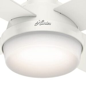 Hunter Fan Company 59242 52" Dempsey Indoor Low Profile Ceiling Fan with Light, Fresh White Finish