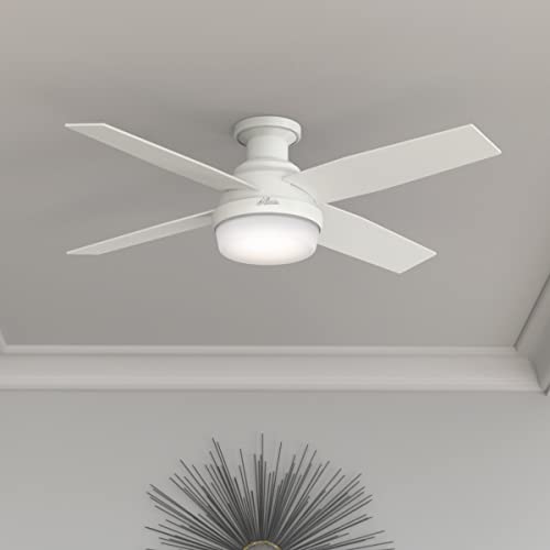 Hunter Fan Company 59242 52" Dempsey Indoor Low Profile Ceiling Fan with Light, Fresh White Finish