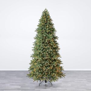 Evergreen Classics 9 ft Pre-Lit Colorado Spruce Artificial Christmas Tree, Warm White LED Lights