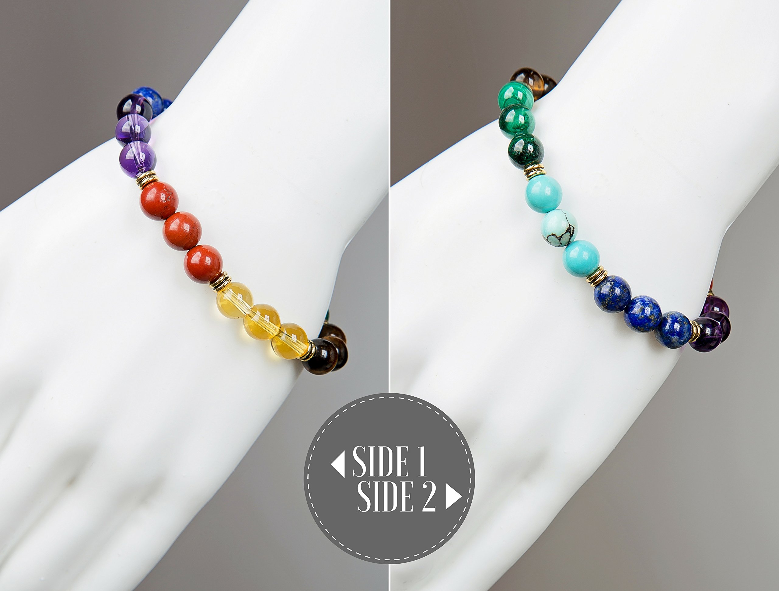 SPUNKYsoul 3 of Each Stone Single Chakra Balancing Bracelet Authentic Crystal Stones for Women Collection