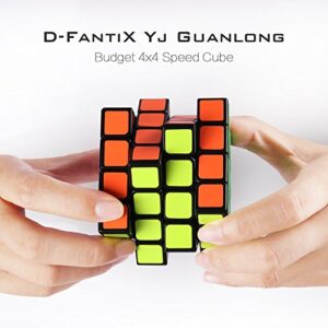 D-FantiX Yj Guansu 4x4 Speed Cube Puzzle 4x4x4 Cube Black 62mm Toys for Kids Adult