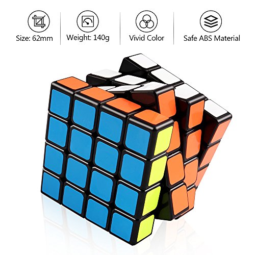 D-FantiX Yj Guansu 4x4 Speed Cube Puzzle 4x4x4 Cube Black 62mm Toys for Kids Adult