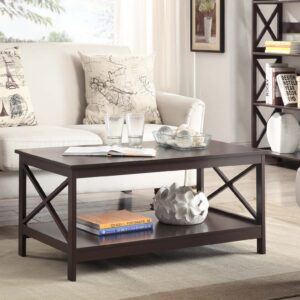 Convenience Concepts Oxford Coffee Table with Shelf, Espresso