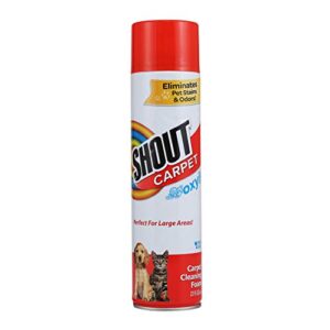 shout carpet aerosol stain and odor foaming spray with oxy power | completely removes tough urine stains & prevents pet from remarking | safe for kids & pets | fresh scent