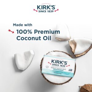 Kirk's Castile Bar Soap for Men, Women & Children - Made with Premium Coconut Oil, Sensitive Skin Formula, Vegan, Non GMO, Fragrance Free, 4 oz. Bars, 24 Pack