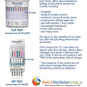 Identify Diagnostics 6 Panel Drug Test Cup - 5 Pack - CLIA Waived Instant Urine Drug Test Kit for AMP,BZO,COC,MOP/OPI,OXY,THC