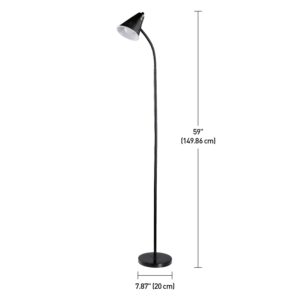 Globe Electric 12708 59" 1-Light LED Floor Lamp, Black, Matte Finish, Plastic Mesh Shade, LED Bulb Included, Floor Lamp for Living Room, Floor Lamp for Bedroom, Home Office Accessories