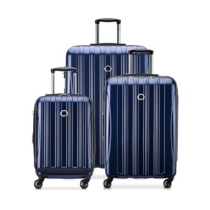 delsey paris helium aero hardside expandable luggage with spinner wheels, blue cobalt, 3-piece set (19/25/29)