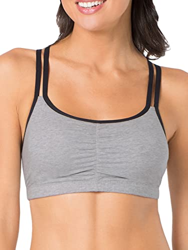 Fruit of The Loom Womens Spaghetti Strap Cotton Pull Over 3 Pack Sports Bra, Grey With Black/White/Black Hue, 38