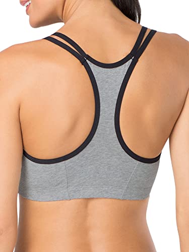 Fruit of The Loom Womens Spaghetti Strap Cotton Pull Over 3 Pack Sports Bra, Grey With Black/White/Black Hue, 38