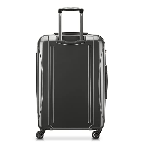 DELSEY Paris Helium Aero Hardside Expandable Luggage with Spinner Wheels, Brushed Charcoal, Checked-Medium 25 Inch