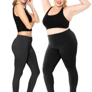 Women's Cotton Plus Size Leggings Black 4X