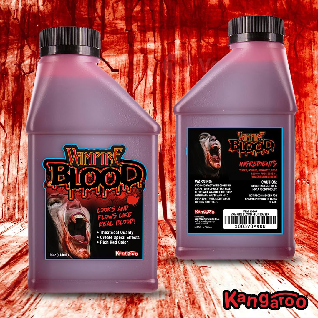 Kangaroo Fake Blood for Halloween, Special Effects Makeup, True Blood Color, 14 oz, Package May Vary