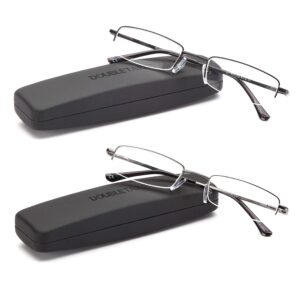 doubletake reading glasses - 2 pairs compact case semi rimless readers