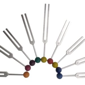 Radical Solfeggio Tuning Fork Set - 9 Tuning Forks Perfect for DNA Healing w Chakra Color Rubber Balls and Wood Hammer Mallet, Sound Therapy,(174 Hz, 285 Hz, 396 Hz, 417 Hz, 528 Hz, 639 Hz etc)