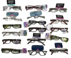 foster grant reading glasses -10 pairs assorted bulk magnivision, ez readers, spare pair, essentials and other fgx brand reading glasses assorted strengths and styles 1.25 - 3.25