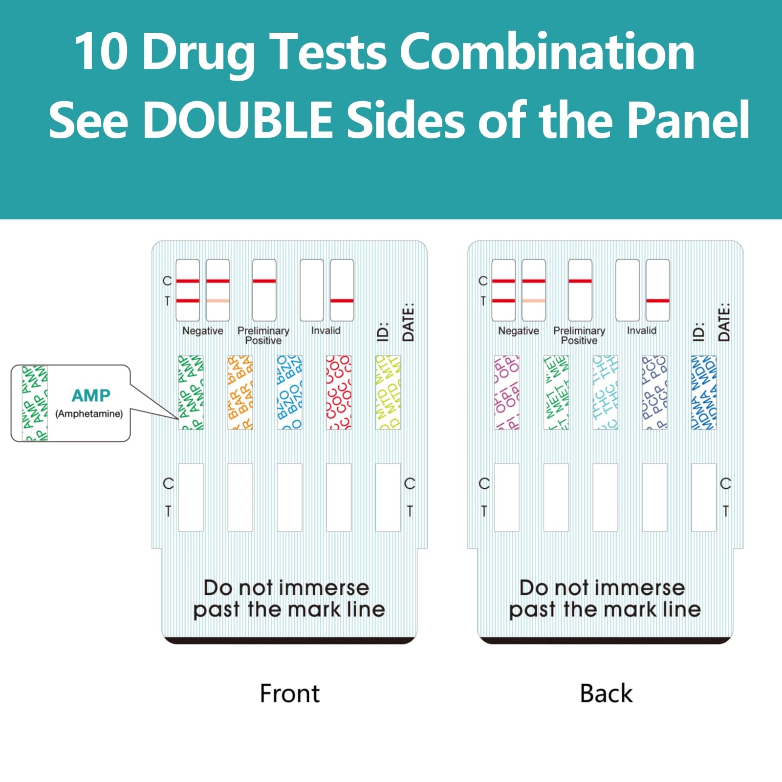 Easy@Home 10 Panel Instant Drug Test Kits - Testing Marijuana (THC), Opiate(OPI 2000), Cocaine(COC), AMP, BAR, BZO, MDMA, MET, MTD, PCP - Urine Dip Drug Testing -#EDOAP-3104-2 Pack