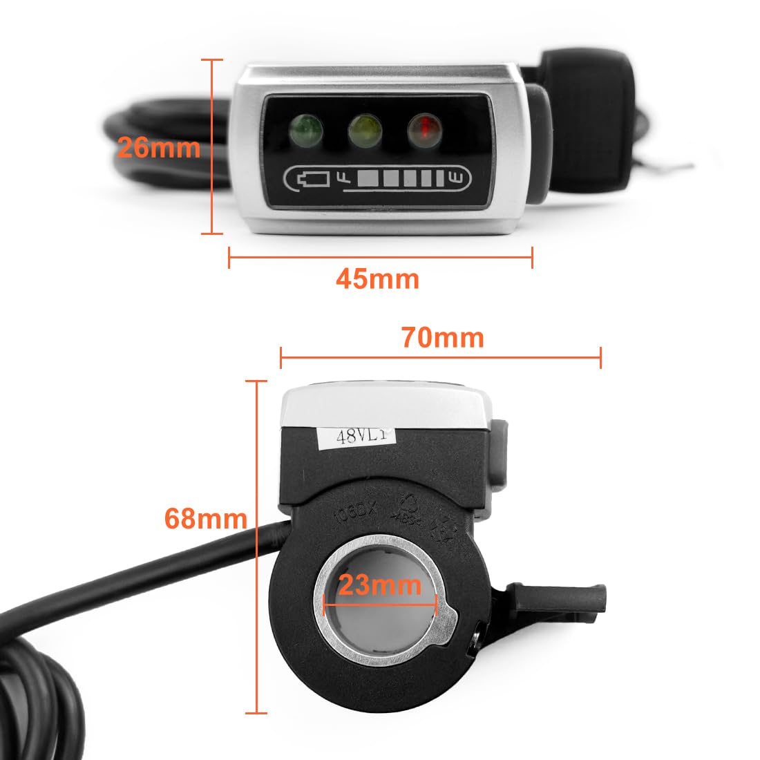 L-faster 24V/36V/48V Electric Bike Thumb Throttle Wuxing E-bike Throttle Electric Scooter Accelerator Electric Vehicle Speed Controller (48V)